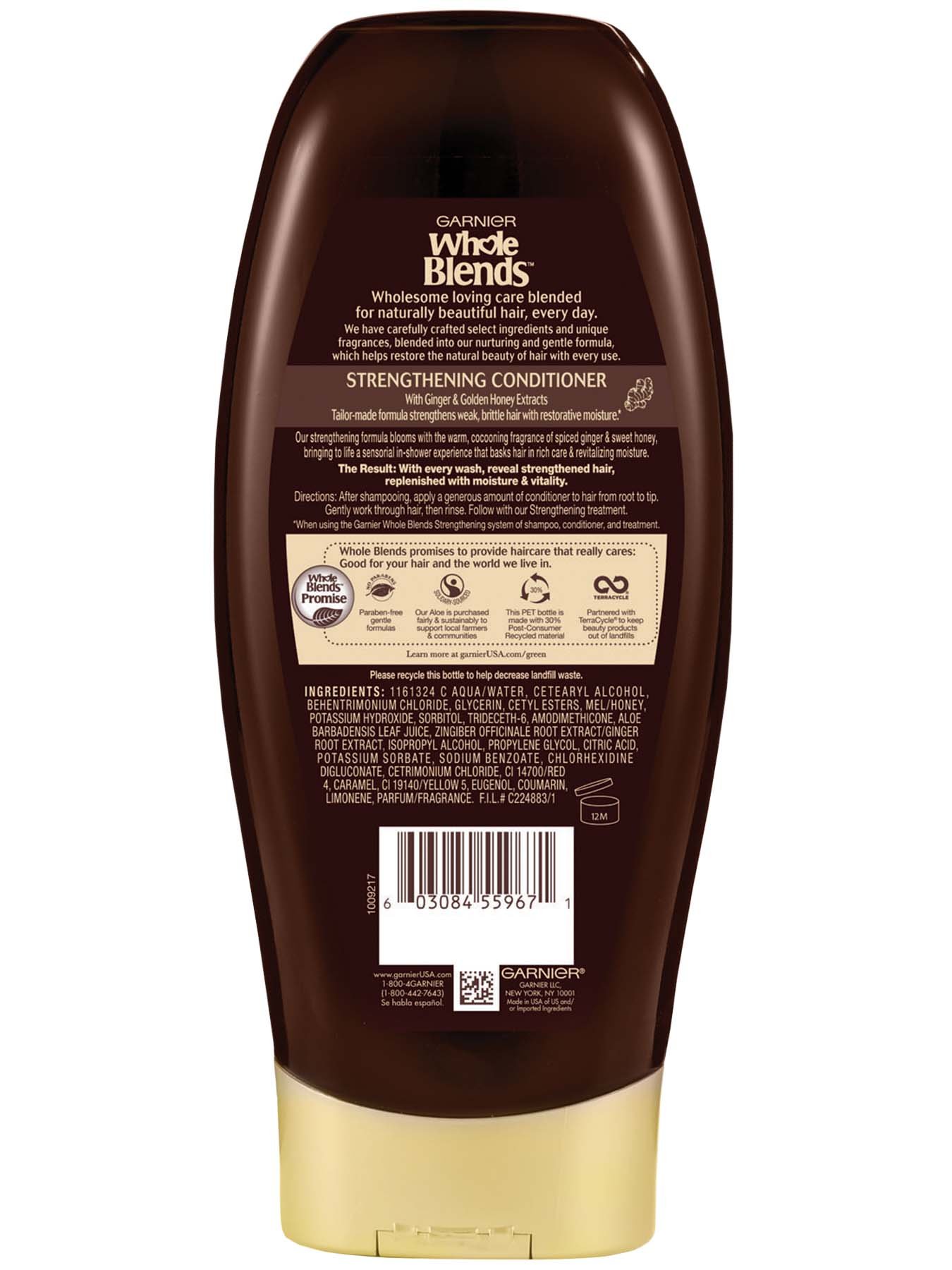 Back view of Whole Blends Ginger Recovery Strengthening Conditioner 22oz.